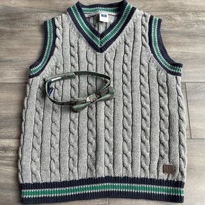 EUC Janie & Jack Sweater Vest and Deer Bow Tie